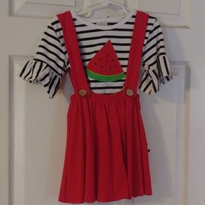 NWOT Girls 5/6(L) Watermelon Shirt and skirt set